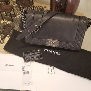 Authentic Chanel Boy Reverso Black